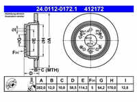 Bremsscheibe ATE 24.0112-0172.1 (2 Stk.) für Honda Stream FR-V