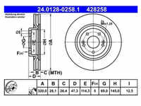 Bremsscheibe ATE 24.0128-0258.1 (2 Stk.) für Hyundai Kia I40 I CW Optima Cee'd