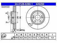 Bremsscheibe ATE 24.0128-0280.1 (2 Stk.) für Kia Sportage II