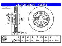 Bremsscheibe ATE 24.0128-0243.1 (2 Stk.) für Lancia Delta III