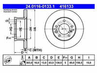 Bremsscheibe ATE 24.0116-0133.1 (2 Stk.) für Mercedes-Benz Puch G