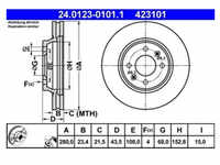 Bremsscheibe ATE 24.0123-0101.1 (2 Stk.) für Saab 900 I Combi 9000