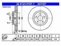 Bremsscheibe ATE 24.0123-0107.1 (2 Stk.) für Chrysler PT Cruiser