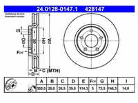 Bremsscheibe ATE 24.0128-0147.1 (2 Stk.) für Chrysler Voyager IV