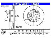 Bremsscheibe ATE 24.0122-0252.1 (2 Stk.) für Fiat Sedici