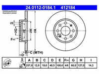 Bremsscheibe ATE 24.0112-0184.1 (2 Stk.) für Opel Fiat Corsa D Grande Punto