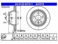 Bremsscheibe ATE 24.0122-0215.1 (2 Stk.) für VW Touareg Multivan T5