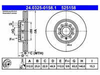 Bremsscheibe ATE 24.0325-0158.1 (2 Stk.) für VW Seat Skoda Audi Passat B7 Leon