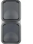 AquaStorm Steckdose 2-fach Senkrecht AP grau REV