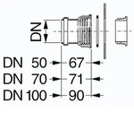 Kessel-Zulaufstutzen DN 70 39007 ABS, mit Dichtung und Gewindering