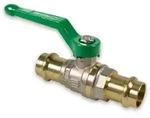 Pressfitting Kugelhahn, mit gr&uuml;nem Hebel, DVGW gepr&uuml;ft, Kontur M+V...