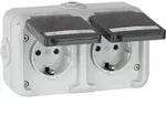 AP-Steckdose 2-fach PEHA IP44, Schuko, Beschriftung Waagrecht, D 6632 WAB NA PEHA by