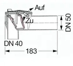 Kessel-R&uuml;ckstauverschluss Staufix 73051 Siphon DN50 Kunststoff