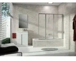 Badewannenaufsatz H&uuml;ppe Combinett 3-tlg., silber matt Kunstglas,