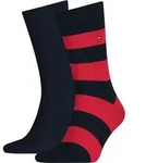 TOMMY HILFIGER Herren Socken Rugby 2er Pack - rot|schwarz - 39|40|41|42