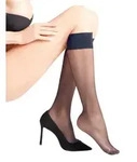 FALKE Damen Kniestr&uuml;mpfe Seidenglatt 15 DEN - blau - 35|36|37|38
