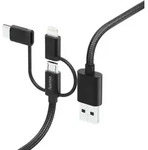 HAMA 3in1 Multi-Ladekabel, USB-A - Micro-USB, USB-C u. Lightning, 1,5 m, Schwarz -