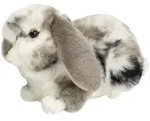 Teddy-Hermann - Kuscheltier Widderkaninchen grau-wei&szlig; gescheckt 23 cm
