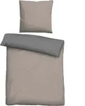 biberna Linon Bettw&auml;sche 80x80cm, 135x200cm - grau|braun - 80x80/135x200cm