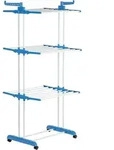 EASYmaxx W&auml;schest&auml;nder 3 Etagen klappbar - wei&szlig;|blau