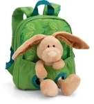 NICI Rucksack mit Pl&uuml;schtier 21x26cm Hase 25cm gr&uuml;n