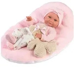 Llorens - Babypuppe - Nica mit Kissen rosa, 40cm, zarter Vinyl-K&ouml;rper