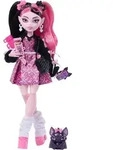 Monster High Draculaura-Modepuppe in Schleifenkleid mit Fledermaus Count Fabulous und