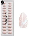 DOONAILS Soft Gel Press Ons Short Almond Nude Marble - rosa|wei&szlig;
