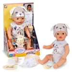 BABY born Lukas in Strampler mit Hundemotiv, 36 cm gro&szlig;e Puppe mit 7...