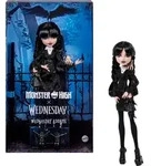 Monster High x Wednesday Sammelpuppe, Wednesday Addams mit schwarzem Kleid und