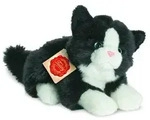 Teddy-Hermann - Katze liegend schwarz/wei&szlig;, 20 cm - schwarz|wei&szlig;