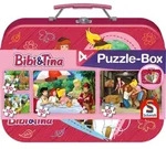 Schmidt Spiele - Kinderpuzzle - Bibi und Tina: Puzzle-Box im Metallkoffer, 4 Puzzle!