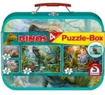 Schmidt Spiele - Kinderpuzzle - Dinos, Puzzle-Box im Metallkoffer, 2x100, 2x60 Teile