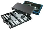 Philos-Spiele Backgammon grau, medium, Kunstleder 1731