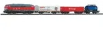 PIKO H0 57154 - Start-Set mit Bettung BR 218 DB Cargo mit 3 G&uuml;terwagen
