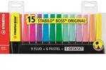 STABILO&reg; Textmarker - STABILO BOSS ORIGINAL - 15er Tischset - 9 Leuchtfarben, 6