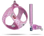 Curli Clasp Vest Geschirr Puppy Set Pink-Caro 3XS