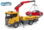 BRUDER - Scania Super 560R Abschlepp-LKW mit Light + Sound Modul und BRUDER Roadster