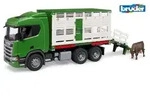 BRUDER - Scania Super 560R Tiertransport-LKW mit 1 Rind
