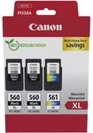 Canon PG-560XL + PG-560XL + PG-561XL Multipack - Schwarz + 3 Farben - Druckerpatrone