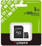 Kingston 1TB microSDXC Canvas Select Plus Gen3 150MB/s A1 Card + Adapter - SD-Karte