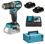 Makita Akku-Schlagbohrschrauber 18V DHP487RAJ 2x BL1820B DC18RC Makpac M4 Bit