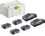 Festool Energie Set SYS 18V 4xTBX4/2xTCL6 mit 4x BP 18 TBX 4 C-ASI Akku 18 V...