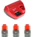 Milwaukee Akku Starter Set 12 V mit 3x Akku 2,0 Ah + M12 C12C Ladeger&auml;t