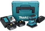 Makita DBO 480 RGJ Akku Schwingschleifer 18 V 112 x 102 mm + 2x Akku 6,0 Ah +