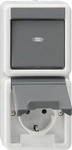 GIRA 17630, Gira Wippschalter/SCHUKO-Steckdosenkombination, grau, Montageart Aufputz