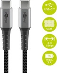 Goobay Textilkabel USB-C auf USB-C, mit Metallsteckern, spacegrau/silber, 2,0 m