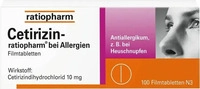 PZN-DE 02158165, Cetirizin ratiopharm bei Allergien Filmtabletten 100 St