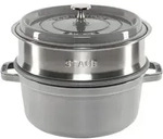 Staub La Cocotte 24cm rund, mit D&auml;mpfeinsatz, graphitgrau 1010570
