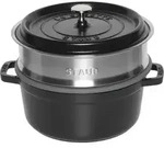 Staub La Cocotte 24cm rund, mit D&auml;mpfeinsatz, schwarz 1010559